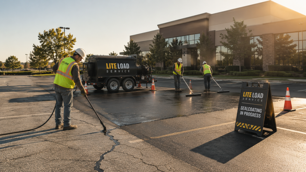 when to sealcoat vs resurface a parking lot