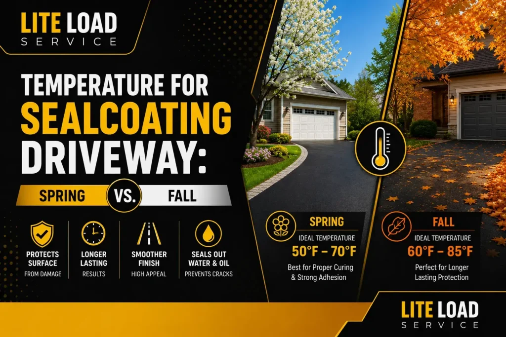 Spring vs fall sealcoating temperature conditions for asphalt