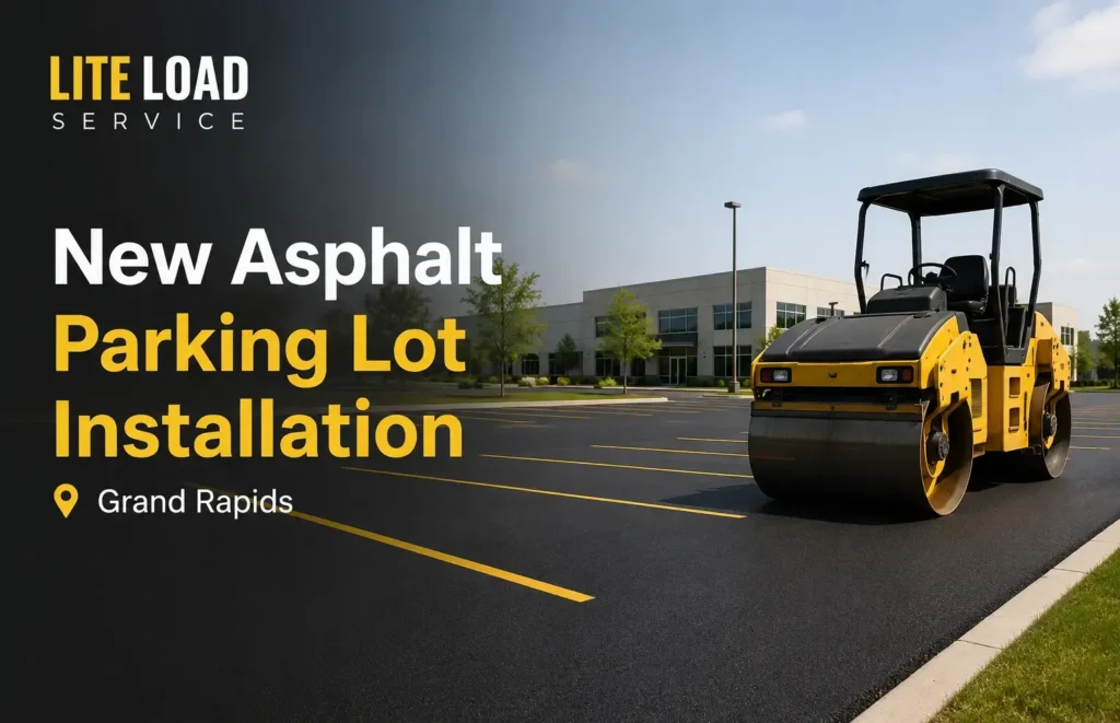New asphalt parking lot planning for a Grand Rapids business