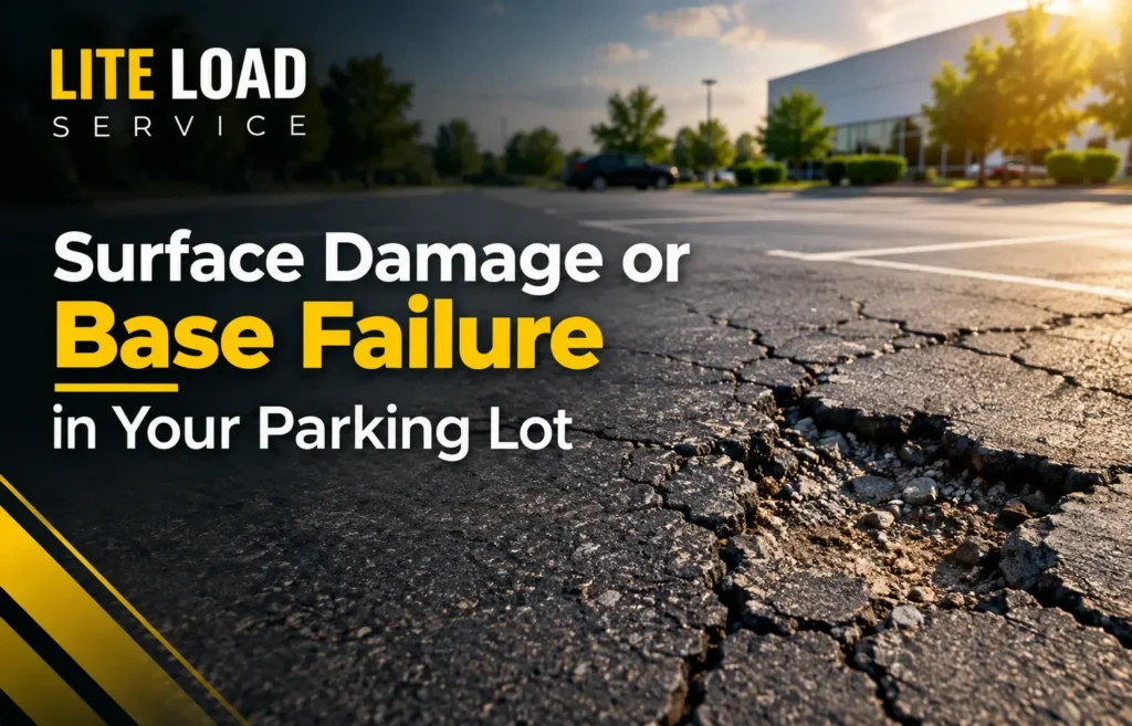 Parking lot surface damage vs base failure in asphalt pavement