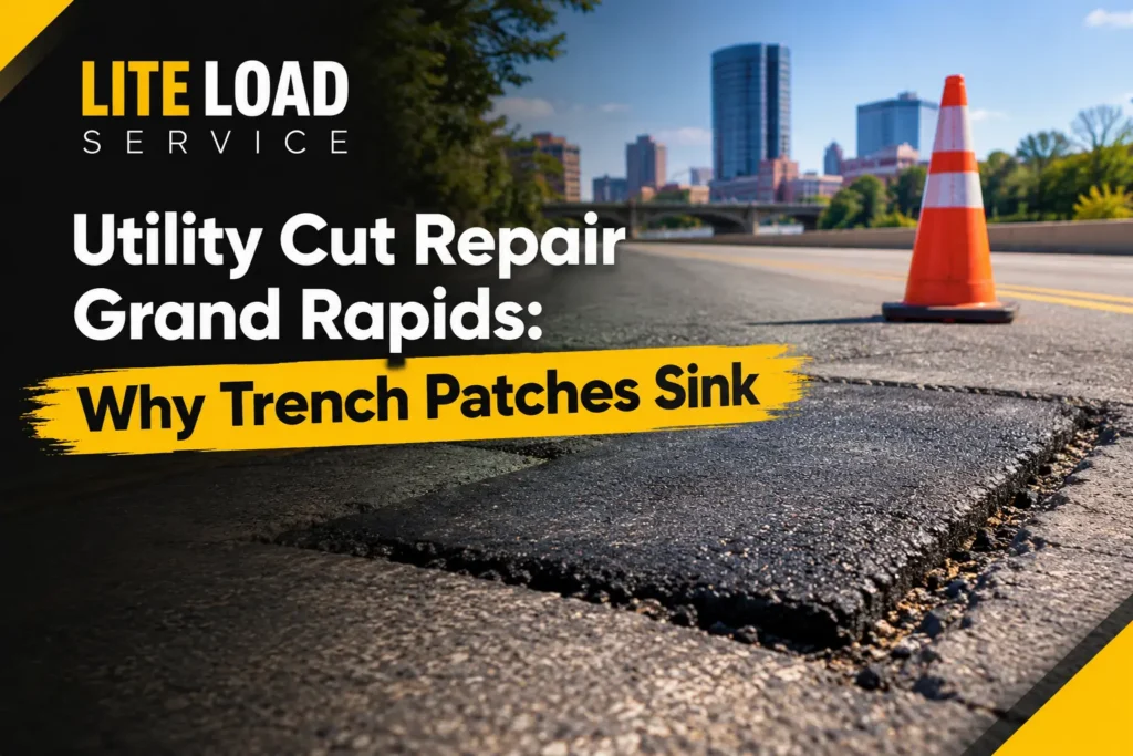 Utility Cut Repair in Grand Rapids – Why Trench Patches Sink and How T-Patch Repairs Fix Them